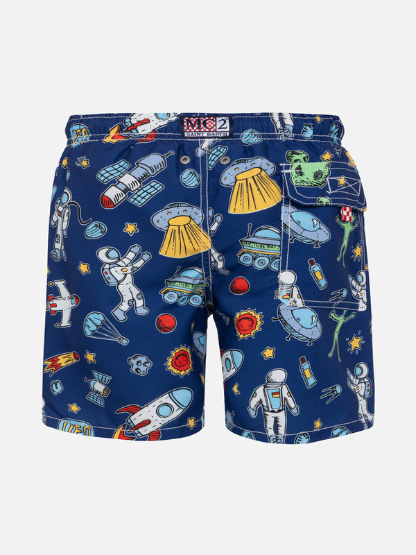 Jungen-Badeshorts mit Astronauten-Print