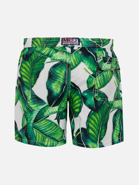 Badeshorts für Jungen mit Bananenblätter-Print