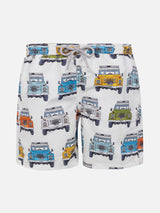 Klassische Badeshorts für Jungen mit Safari-Auto-Aufdruck