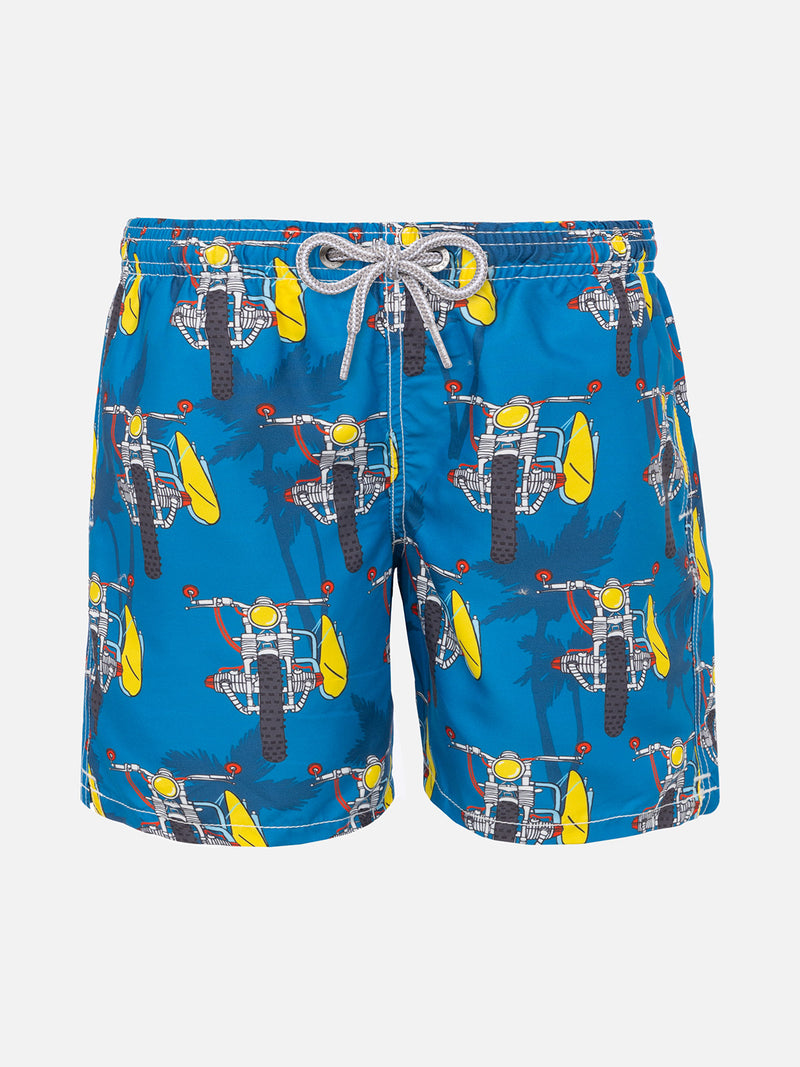 Motorbicycle print boy swim shorts