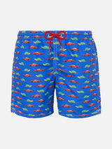 Boy swim shorts with turtle and car print