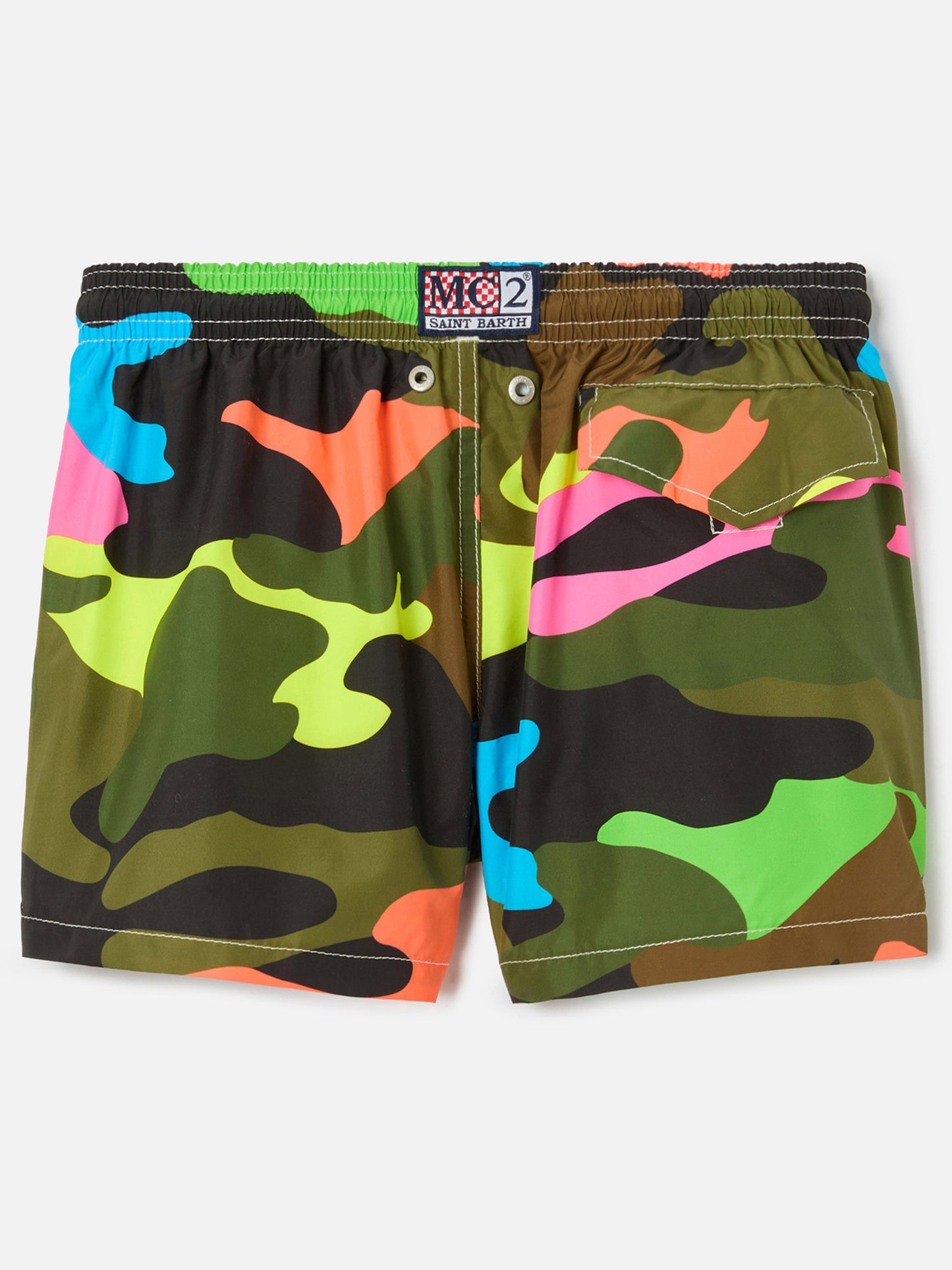 Badeshorts für Jungen mit mehrfarbigem Fluo-Camouflage-Print