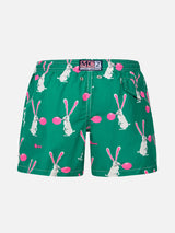 Boy lightweight fabric swimshorts with Big Babol rabbit print | BIG BABOL SPECIAL EDITION