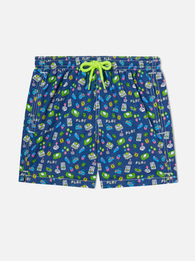 Costume da bagno da bambino con stampa games retrò