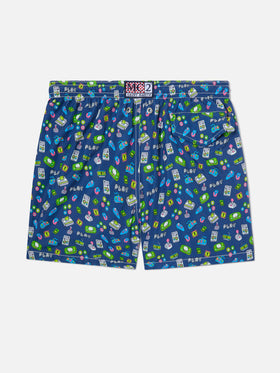 Costume da bagno da bambino con stampa games retrò
