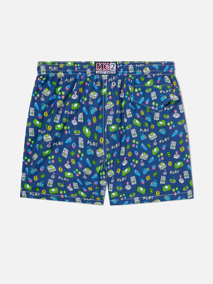 Costume da bagno da bambino con stampa games retrò