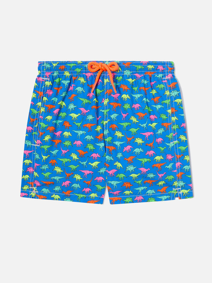 Costume da bagno da bambino con stampa dinosauri multicolore