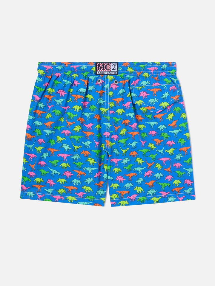 Costume da bagno da bambino con stampa dinosauri multicolore