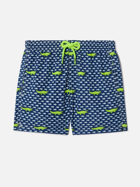 Short de bain garçon en tissu léger Jean Lighting avec imprimé crocodile 