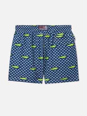 Short de bain garçon en tissu léger Jean Lighting avec imprimé crocodile 