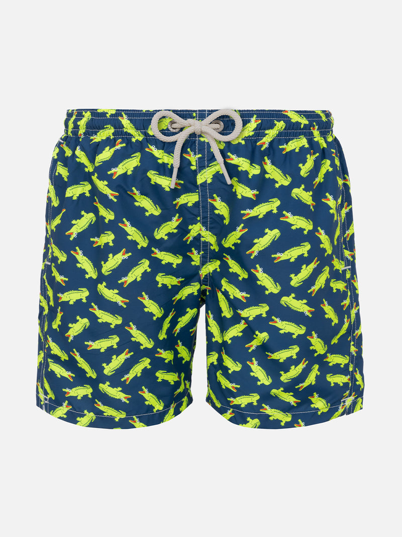 Jungen-Badeshorts mit Krokodildruck