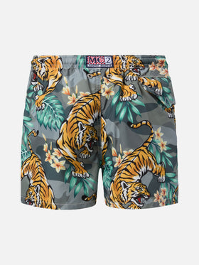 Jean Lighting Badeshorts aus leichtem Stoff mit tropischem Tigerprint