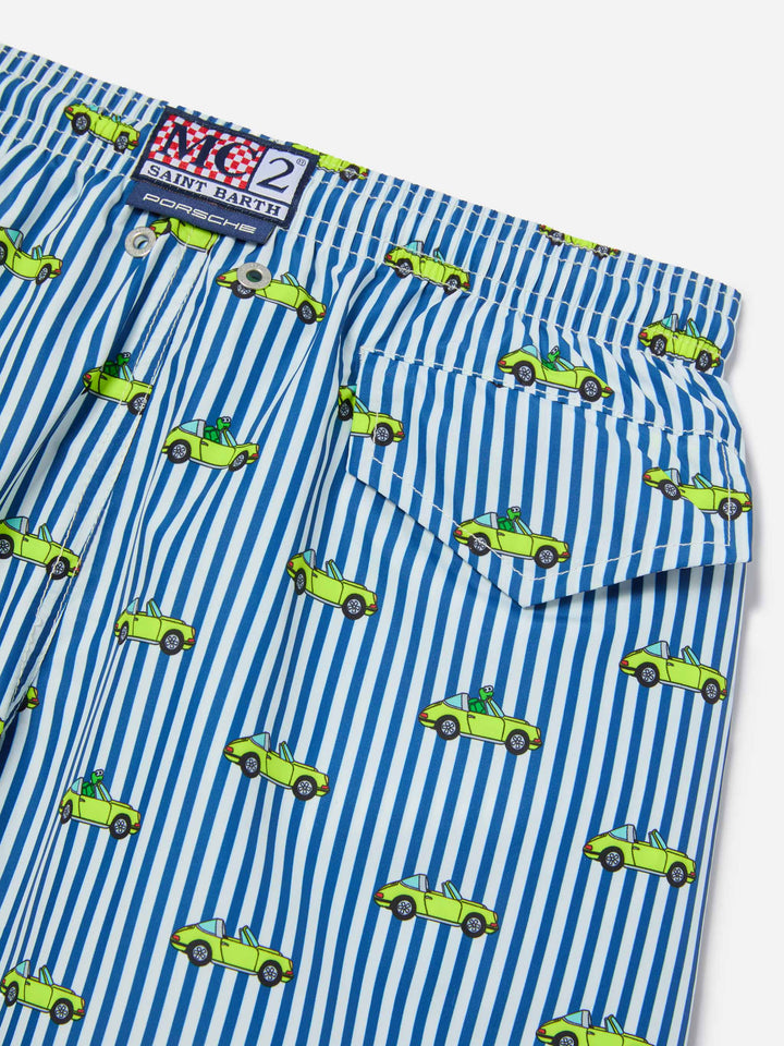 Bañador Jean Lighting con estampado Porsche sobre rayas | Special Edition 