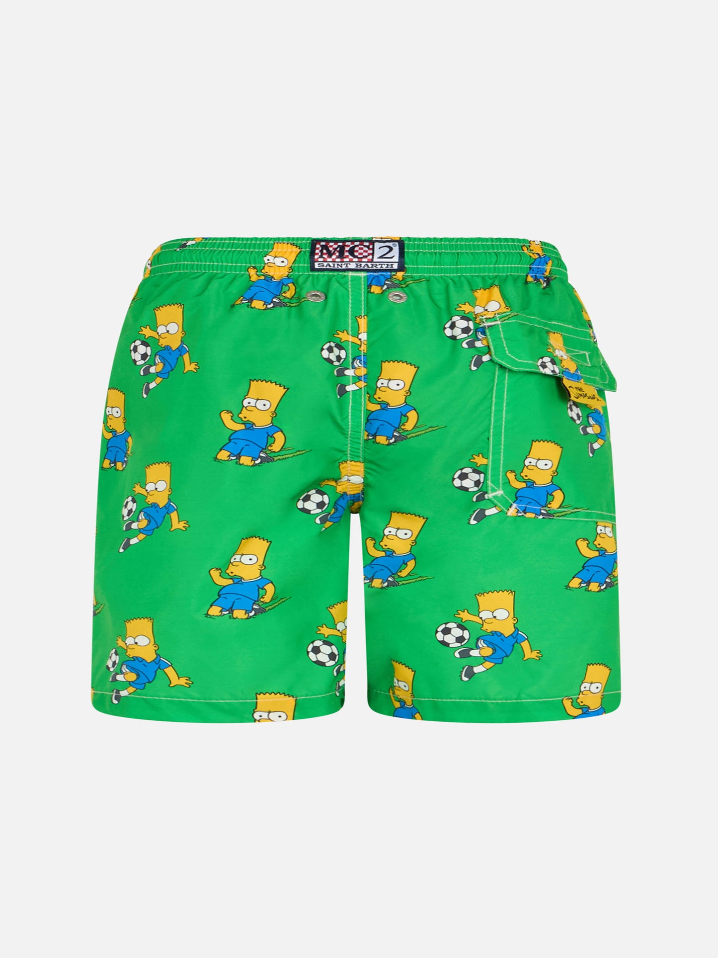 Boy lightweight fabric swim-shorts Jean Lighting with Bart print | THE SIMPSON SPECIAL EDITION