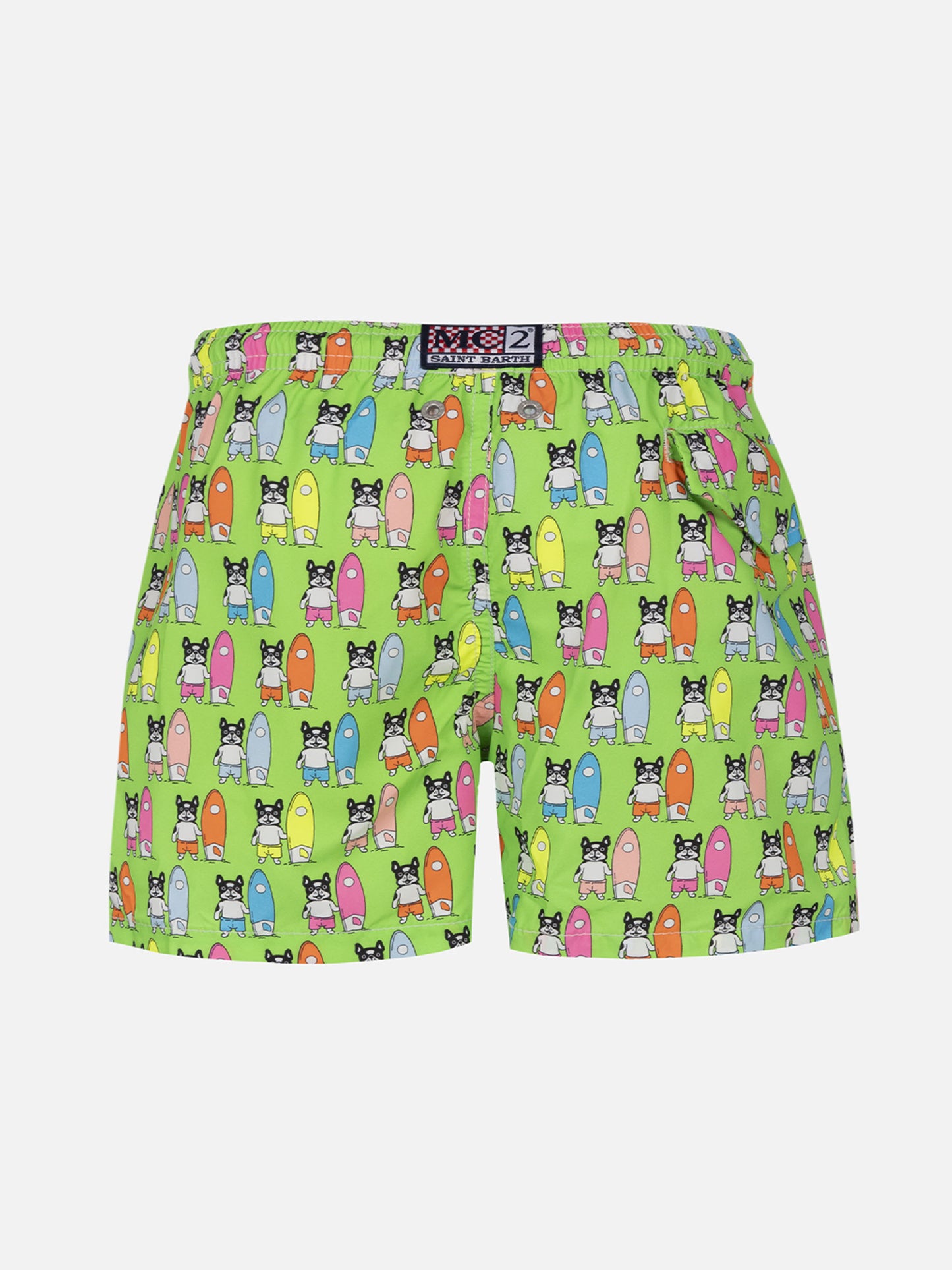 Boy lightweight fabric swim-shorts Jean Lighting with surfer dogs print