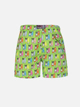 Boy lightweight fabric swim-shorts Jean Lighting with surfer dogs print