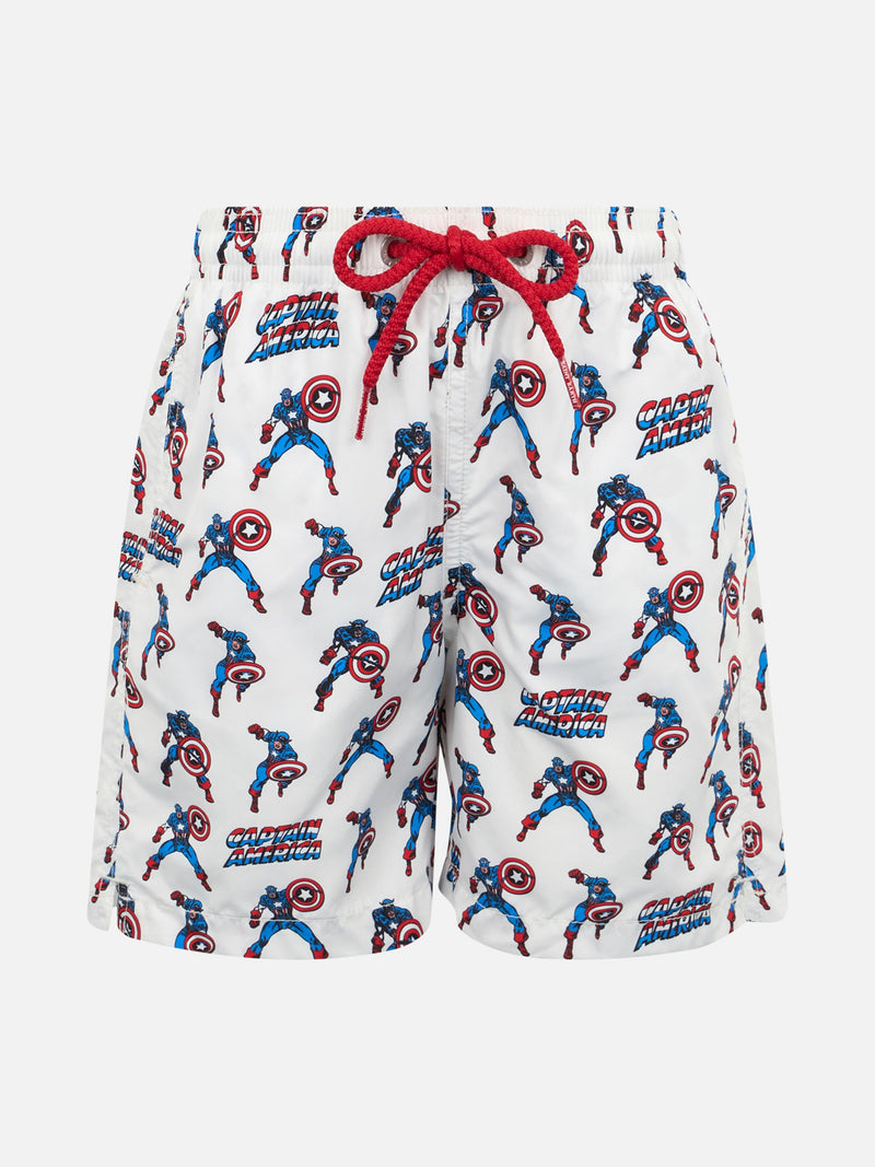 Badeshorts für Jungen aus leichtem Stoff von Jean Lighting mit „Captain America“-Aufdruck | MARVEL-SONDERAUSGABE