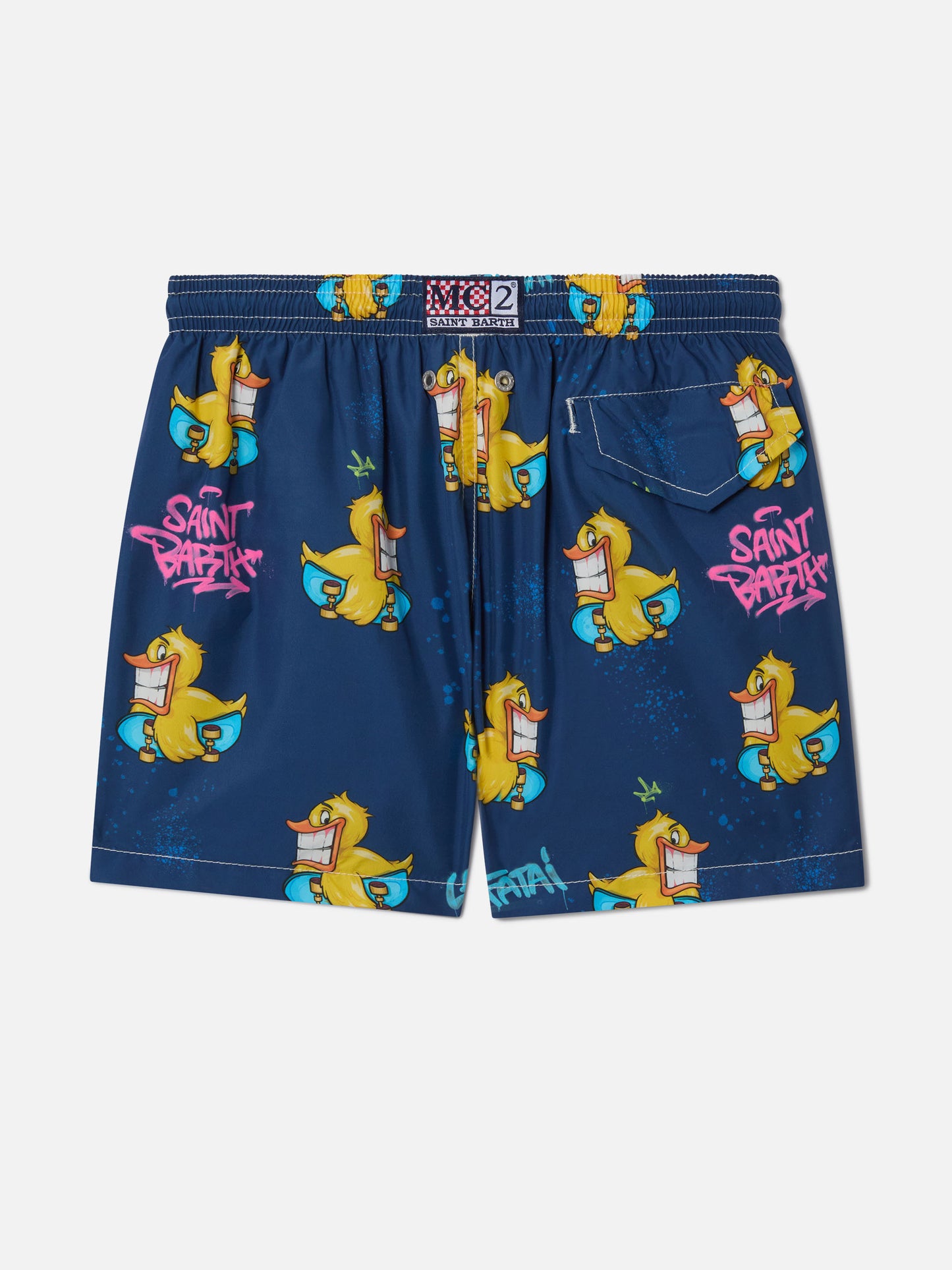 Short de bain garçon en tissu léger Jean Lighting avec imprimé crypto ducky | CRYPTOPUPPETS SPECIAL EDITION 
