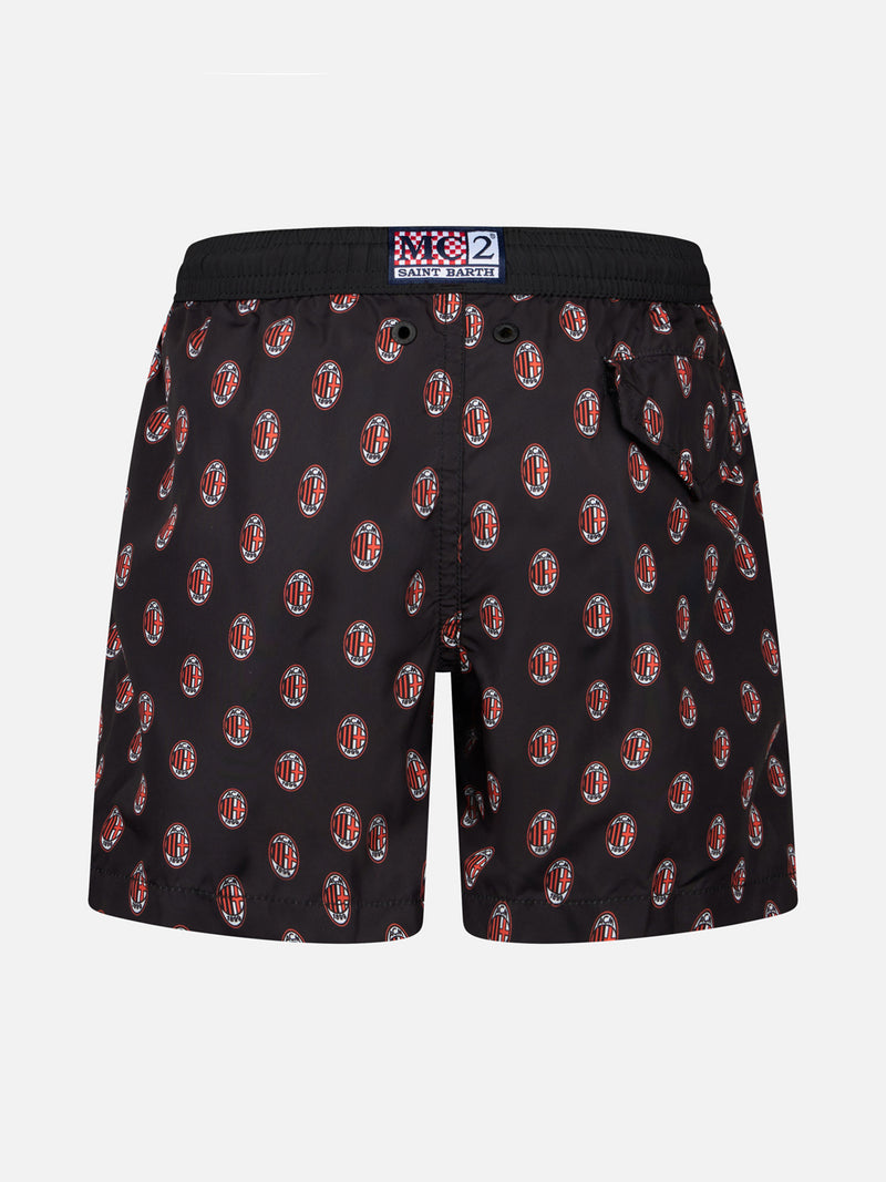 Boy lightweight fabric swimshorts with Milan print | AC MILAN SPECIAL EDITION