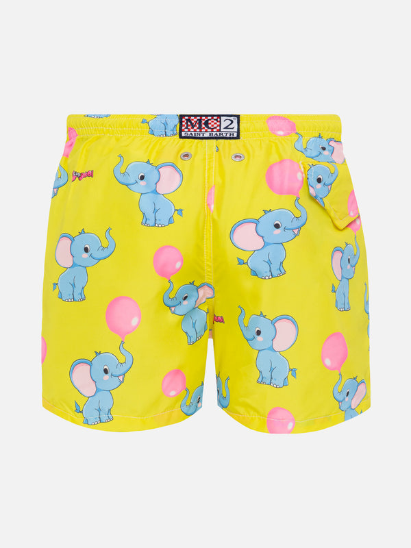 Jean Lighting lightweight fabric swim shorts with Big Babol elephant print | BIG BABOL SPECIAL EDITION