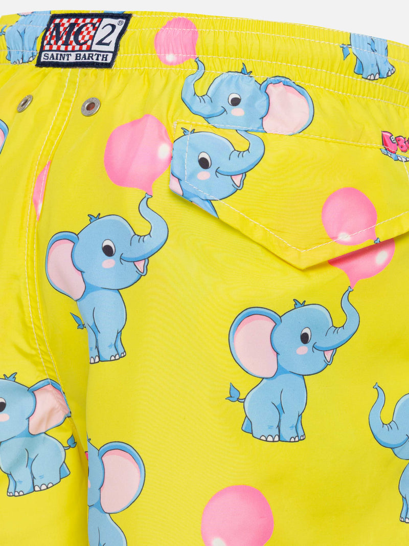 Jean Lighting lightweight fabric swim shorts with Big Babol elephant print | BIG BABOL SPECIAL EDITION