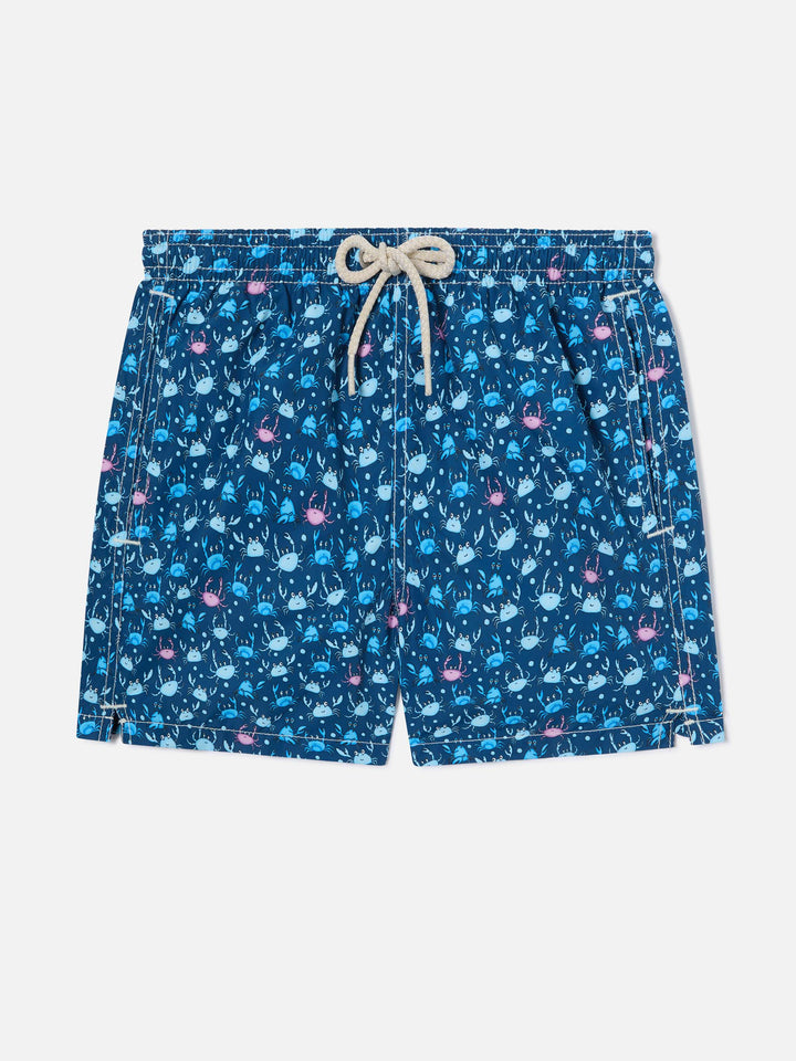Costume da bagno da bambino con stampa granchi multicolore