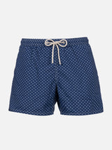 Boy lightweight fabric swim-shorts Jean Lighting with polka dots print