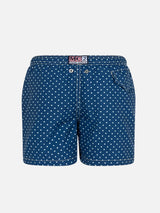 Boy lightweight fabric swim-shorts Jean Lighting with polka dots print