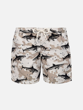 Boy flock fabric with shark print - MC2 Saint Barth