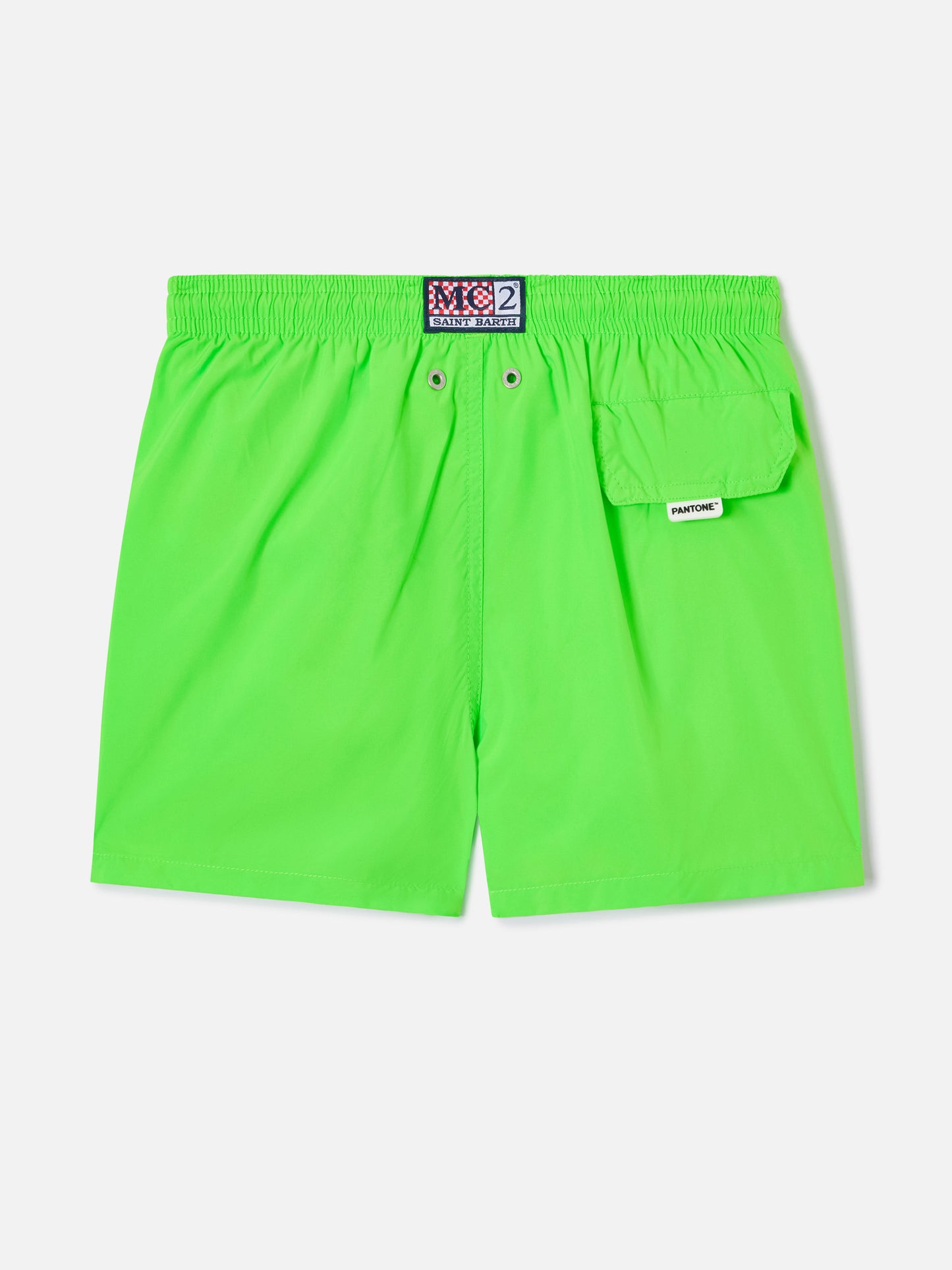 Bañador corto de tejido ligero para niño en verde flúor Jean Lighting Pantone | PANTONE® SPECIAL EDITION 