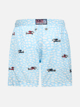 Boy lightweight fabric swim-shorts Jean Lighting with airplanes embroidery