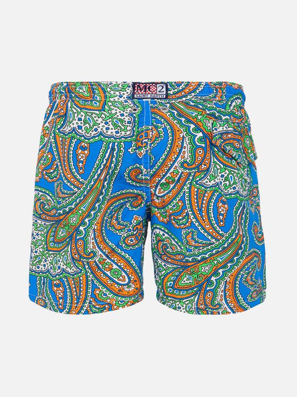 Jungen-Badeshorts mit Paisley-Print