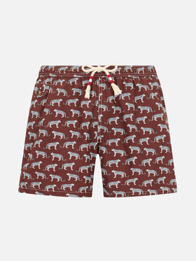 Boy lightweight fabric swim-shorts Jean Lighting 70 with puma print
