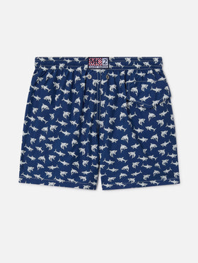 Short de bain garçon en tissu léger Jean Lighting 70 avec imprimé requins 