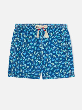 Short de bain garçon en tissu léger Jean Lighting 70 avec imprimé crabes 