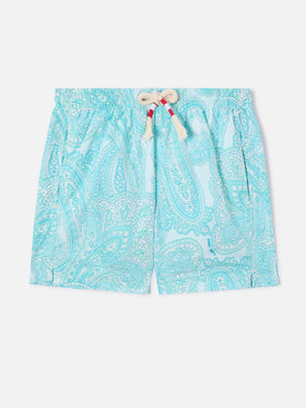 Short de bain garçon en tissu léger Jean Lighting 70 avec imprimé cachemire 