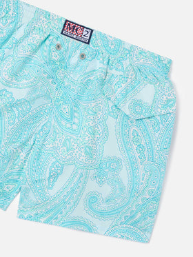 Short de bain garçon en tissu léger Jean Lighting 70 avec imprimé cachemire 