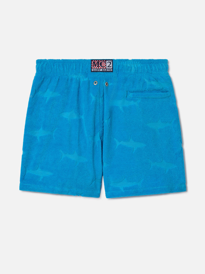 Badeshorts für Jungen mit geprägten Haien aus Frottee 