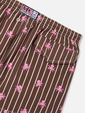 Costume Jean Lighting Stretch rigato con stampa polipetti all-over