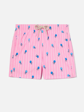 Jean Lighting Stretch swim shorts striped with all-over jellyfish print