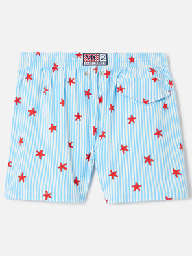Jean Lighting Stretch swim shorts striped with all-over starfish print