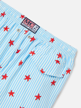 Jean Lighting Stretch swim shorts striped with all-over starfish print