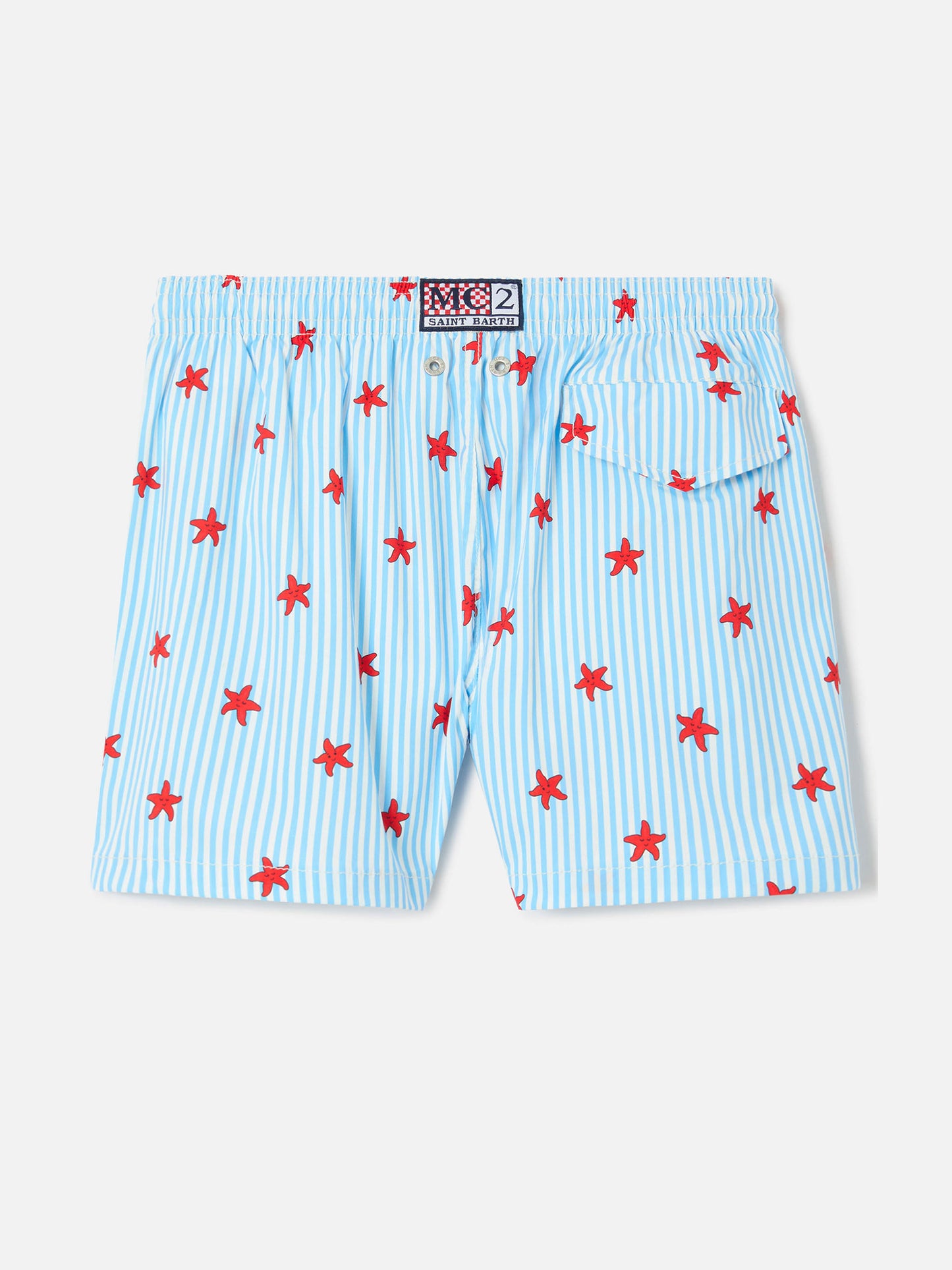Costume Jean Lighting Stretch a righe con stampa stelle marine all over