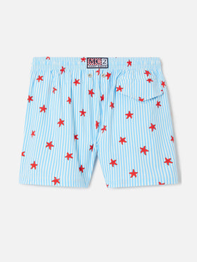 Costume Jean Lighting Stretch a righe con stampa stelle marine all over