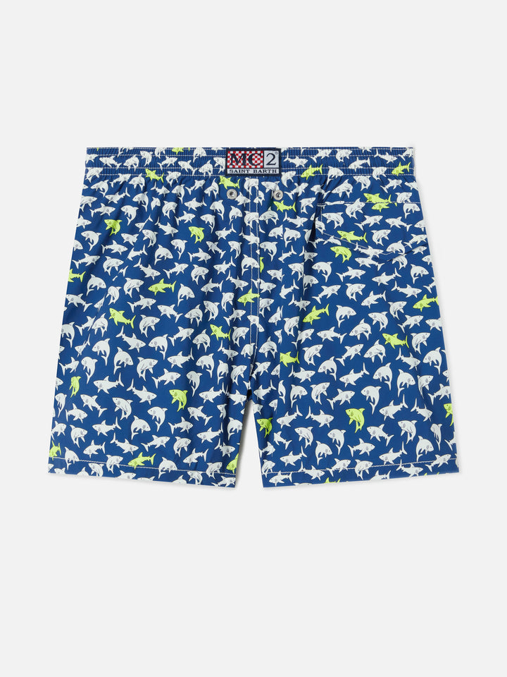 Short de bain Jean Lighting Stretch avec imprimé requins all-over 