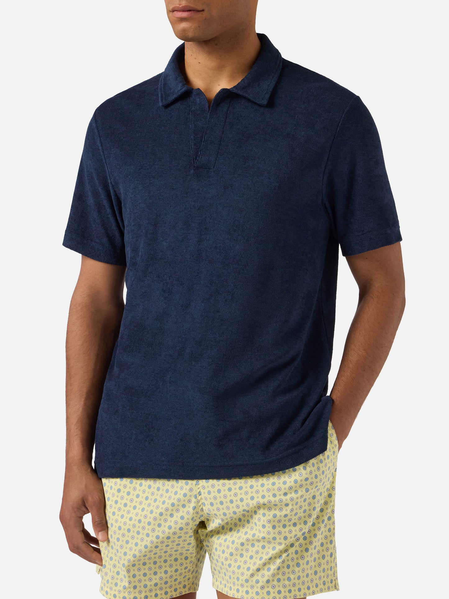 Polo Jeremy in cotone effetto spugna blu navy