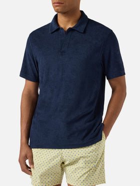 Polo Jeremy in cotone effetto spugna blu navy