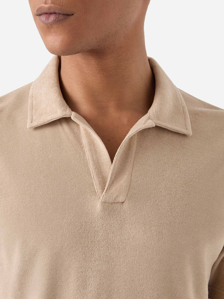 Beige Jeremy polo in terry-effect cotton