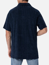 Man ribbed blue terry polo shirt Jeremy