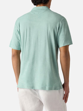Sage green Jeremy polo in terry-effect cotton